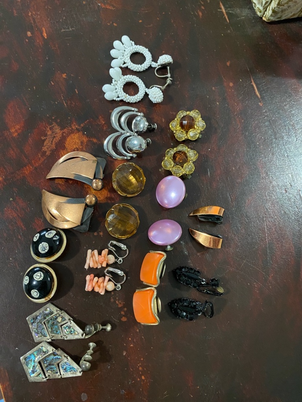 Vintage 1940-1980 clip on earrings 12 pairs
